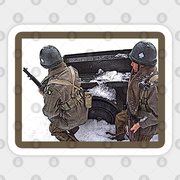 WW2 101st Airborne in Bastogne Sticker by Busybob